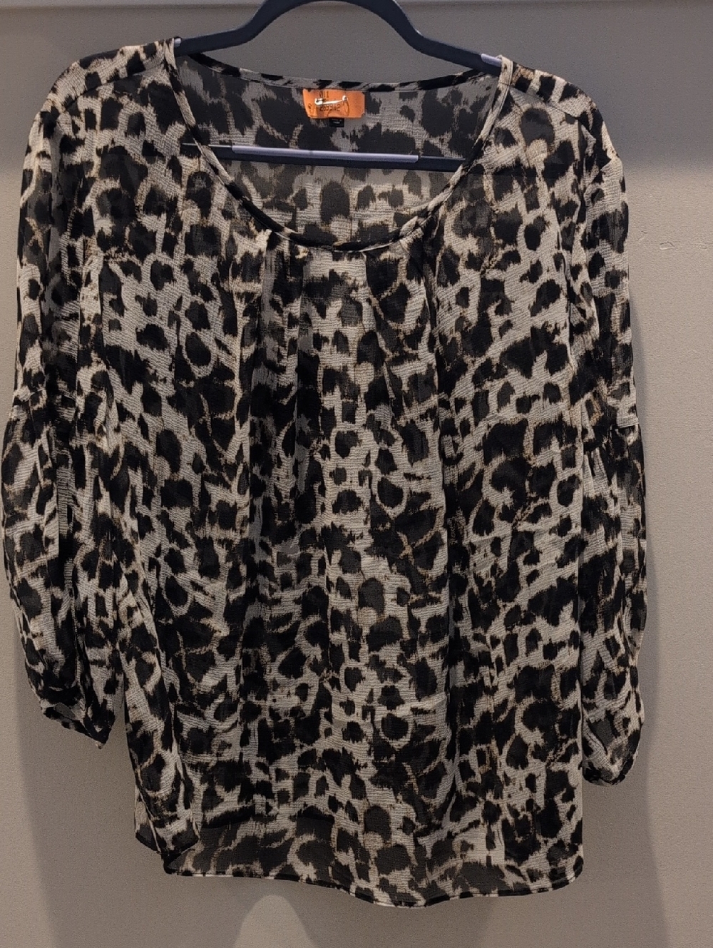 Talbots Black and Cream Leopard-Print Blouse